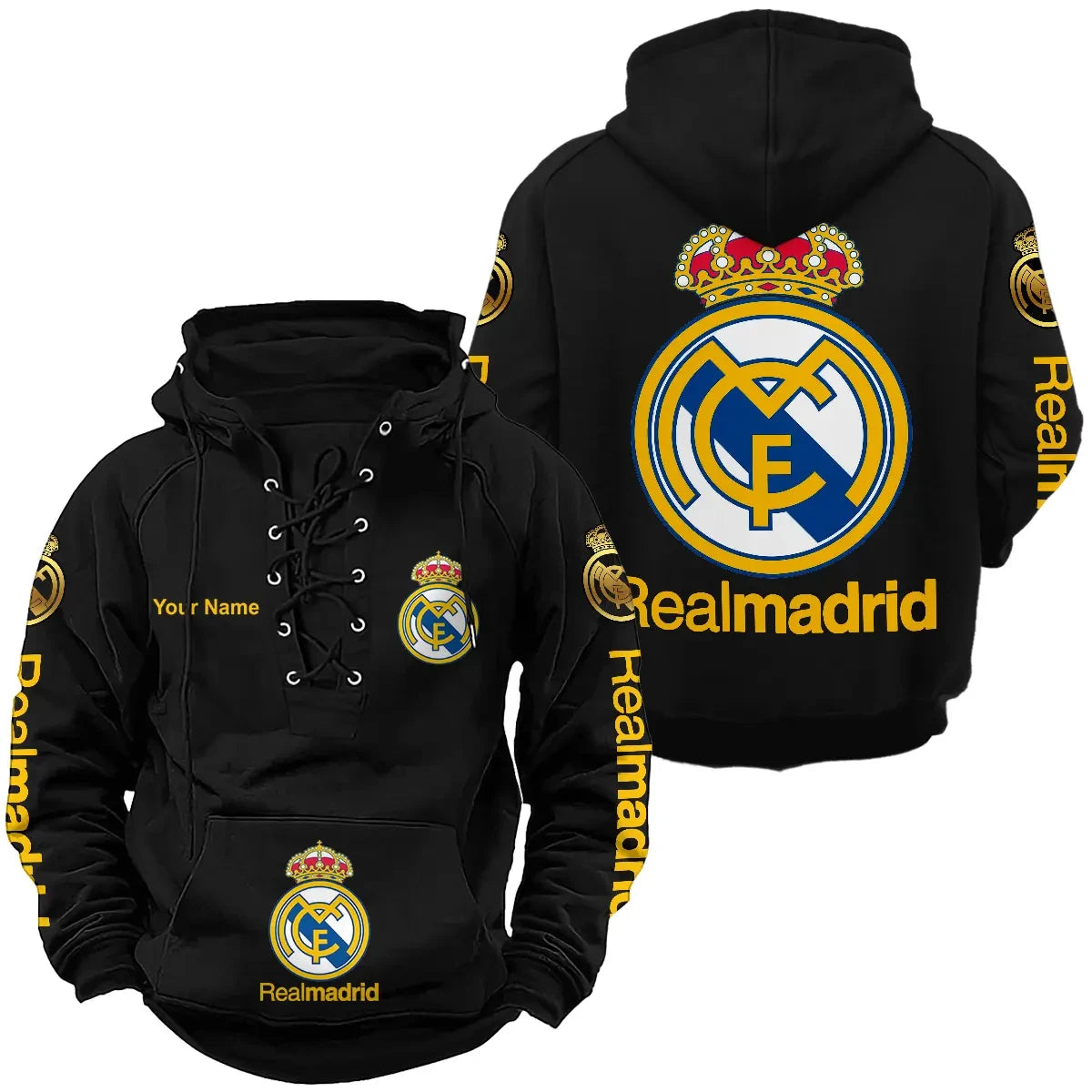 Personalized Real Madrid Lace-up Cotton Hoodie