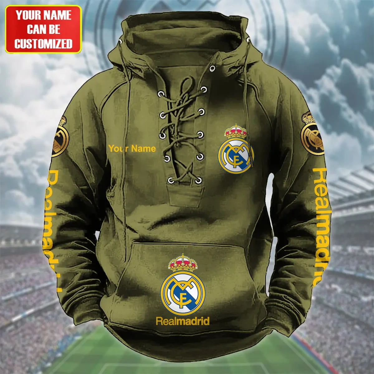 Personalized Real Madrid Lace-up Cotton Hoodie