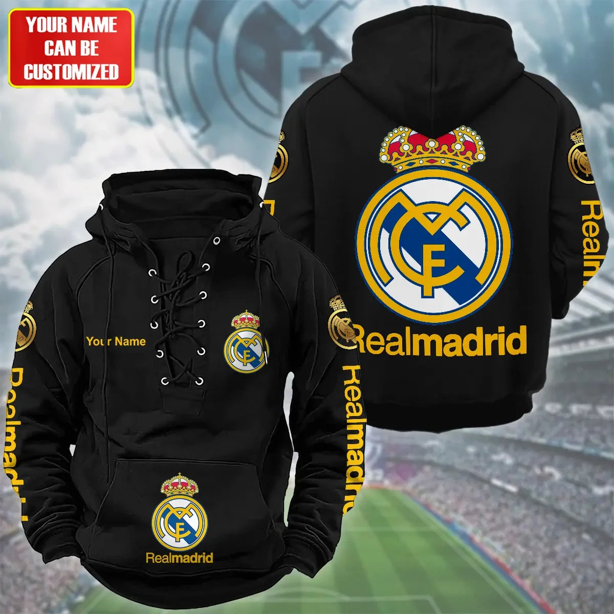 Personalized Real Madrid Lace-up Cotton Hoodie