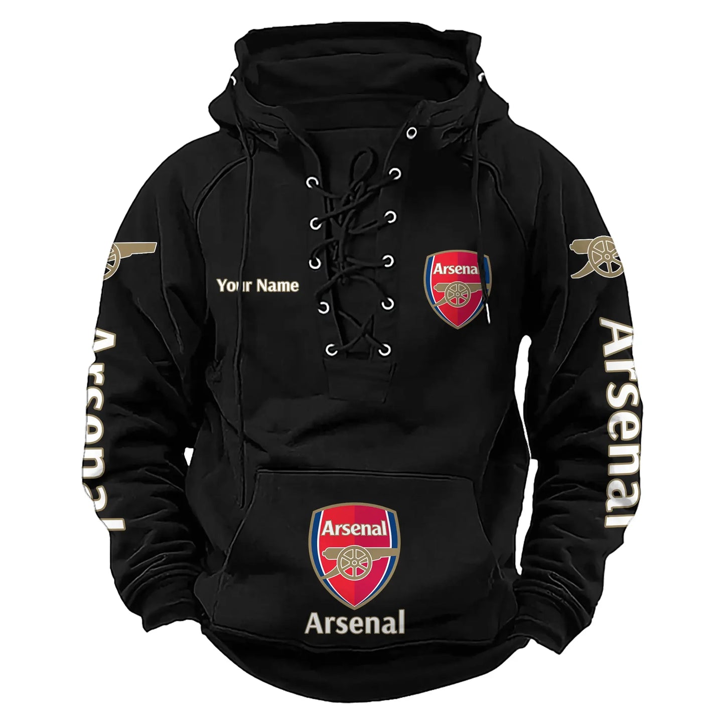 Personalized Arsenal Lace-up Cotton Hoodie