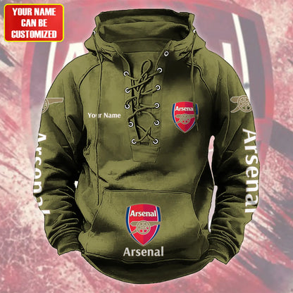 Personalized Arsenal Lace-up Cotton Hoodie
