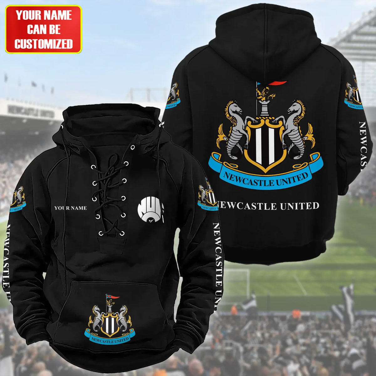 Personalized Newcastle United Lace-up Cotton Hoodie