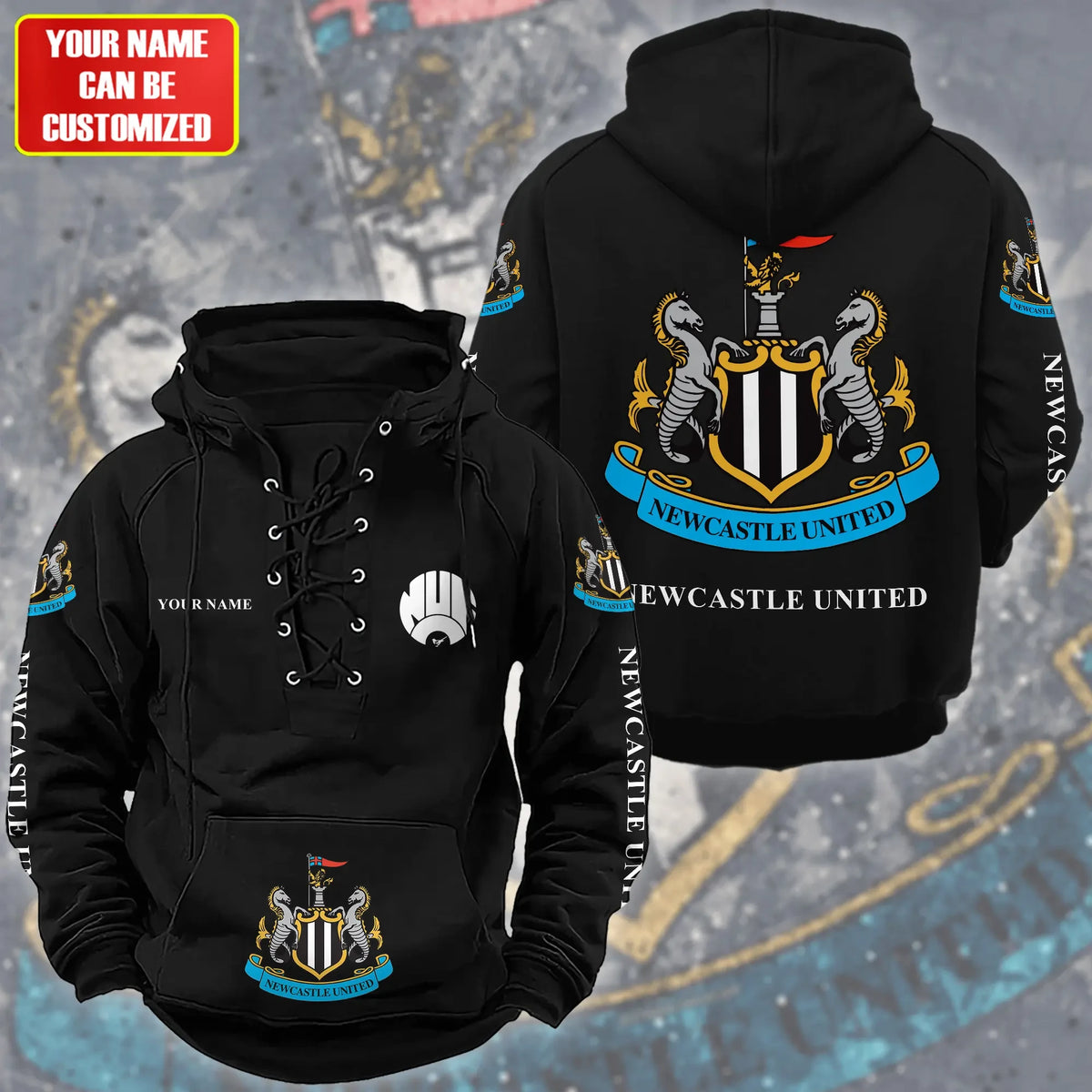 Personalized Newcastle United Lace-up Cotton Hoodie