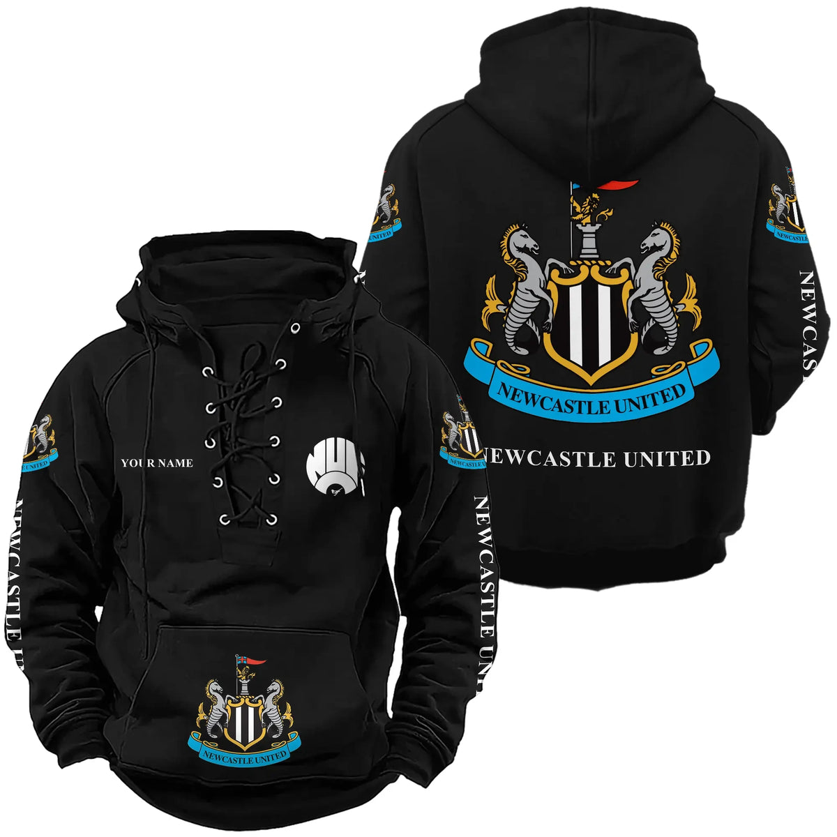 Personalized Newcastle United Lace-up Cotton Hoodie