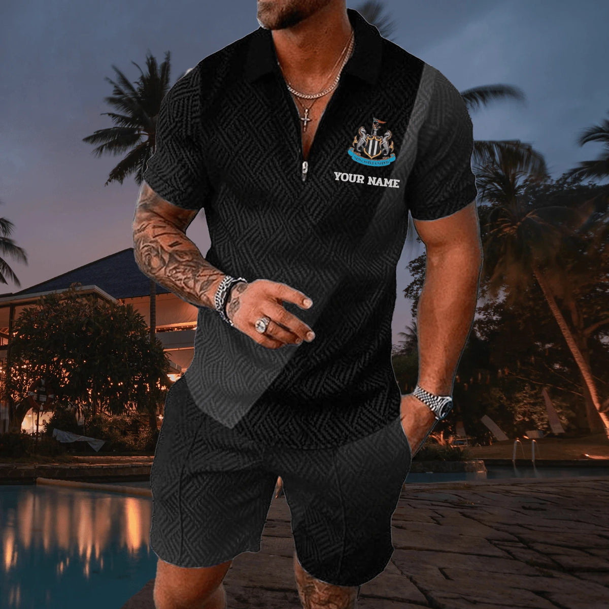 Personalized Newcastle United Q5 3D Full Printing Set , Newcastle United Shirt , Zipper Polo, Hoodie , Short , Polo ,hawaii