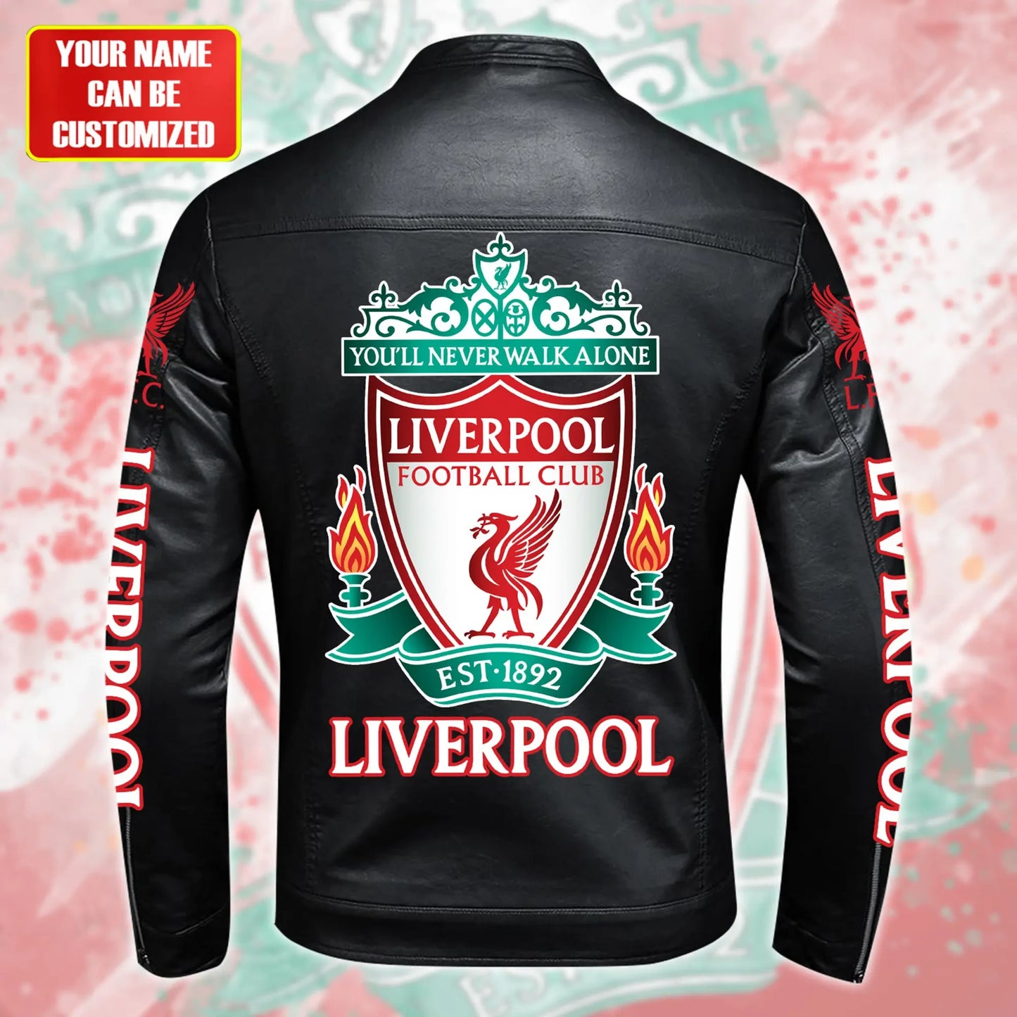 Personalized Liverpool Leather Bomber Stand Collar Jacket
