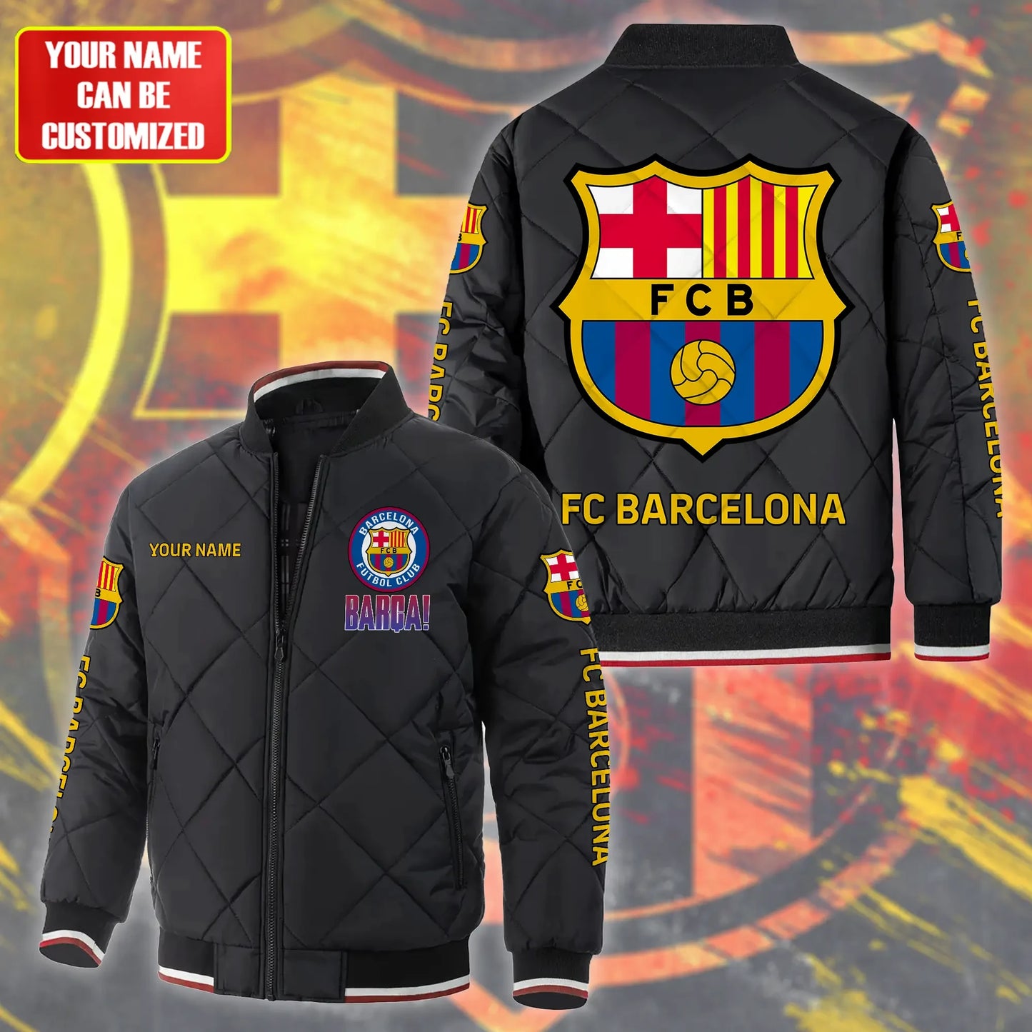 Personalized Barça Puffer Bomber Jacket