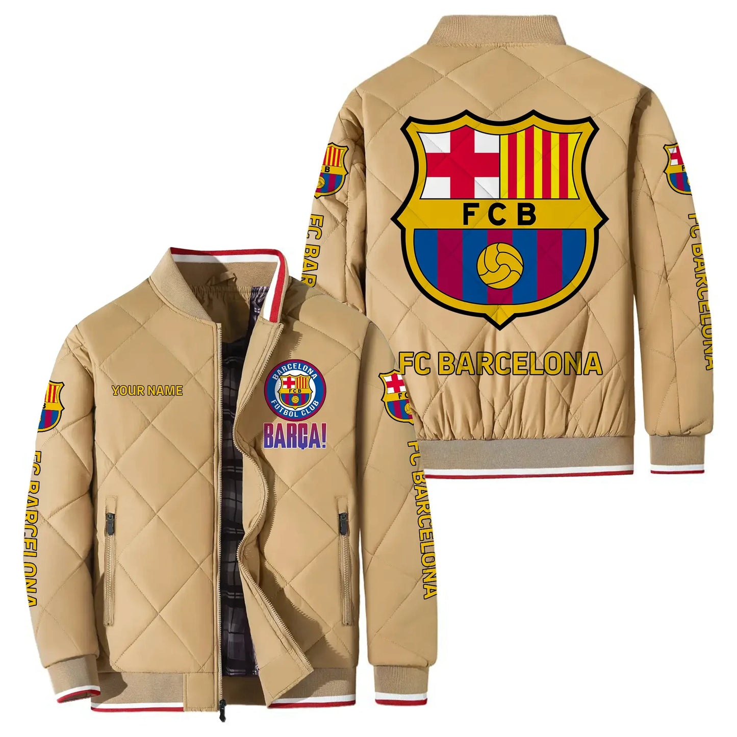 Personalized Barça Puffer Bomber Jacket