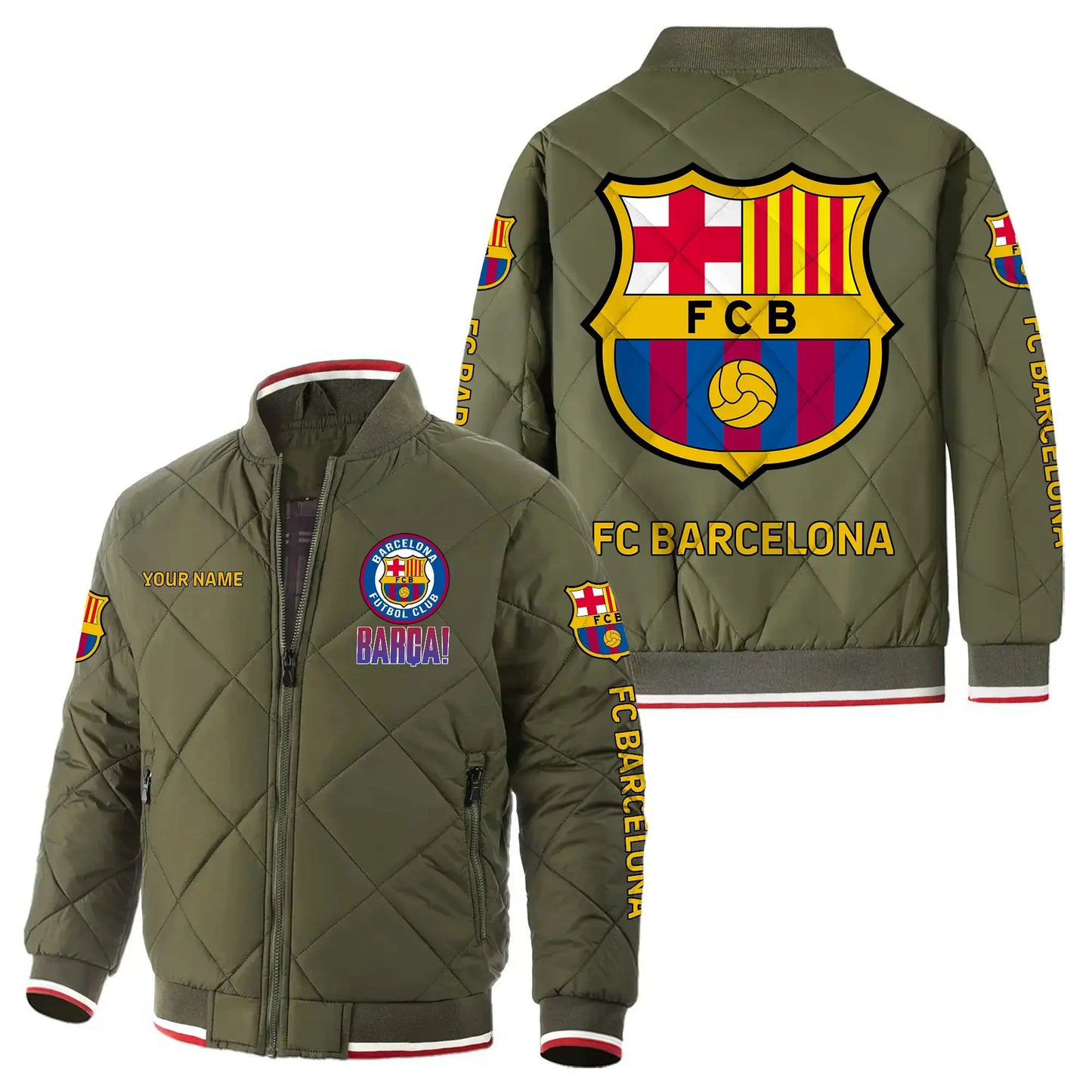 Personalized Barça Puffer Bomber Jacket