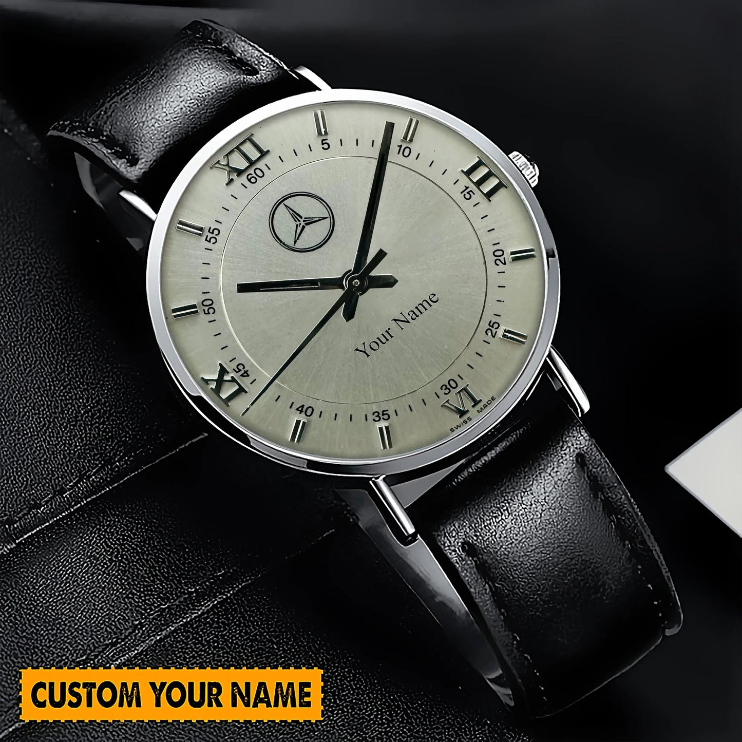 Personalized Mercedes Luxury Quartz Leather Watch