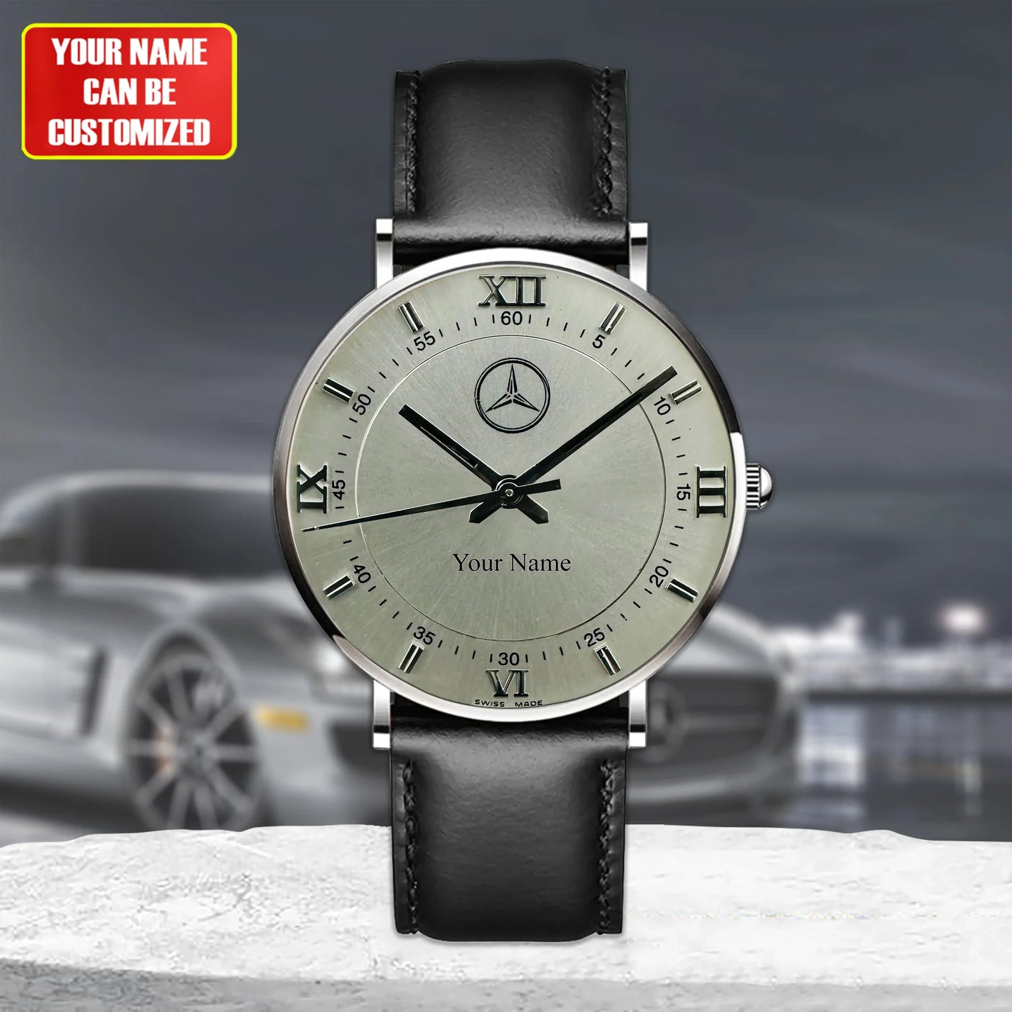 Personalized Mercedes Luxury Quartz Leather Watch
