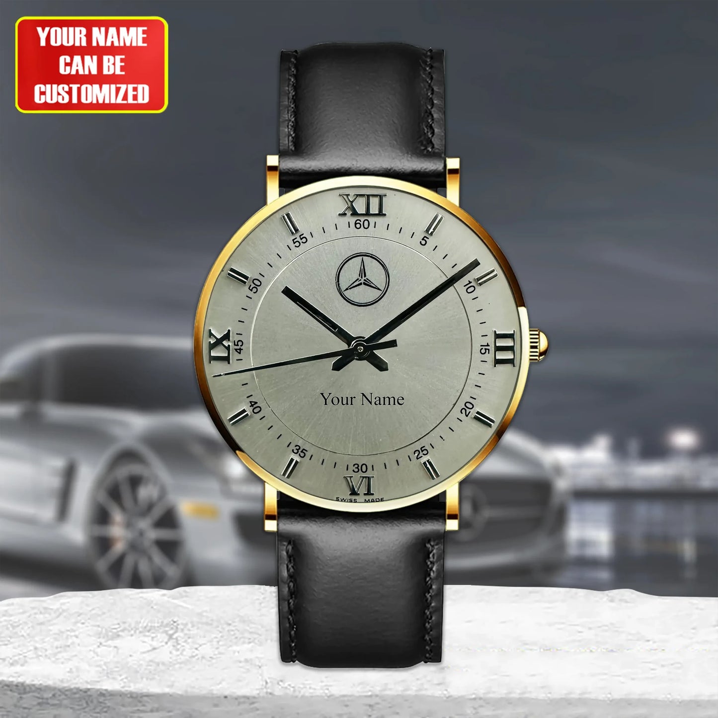 Personalized Mercedes Luxury Quartz Leather Watch