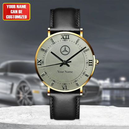 Personalized Mercedes Luxury Quartz Leather Watch