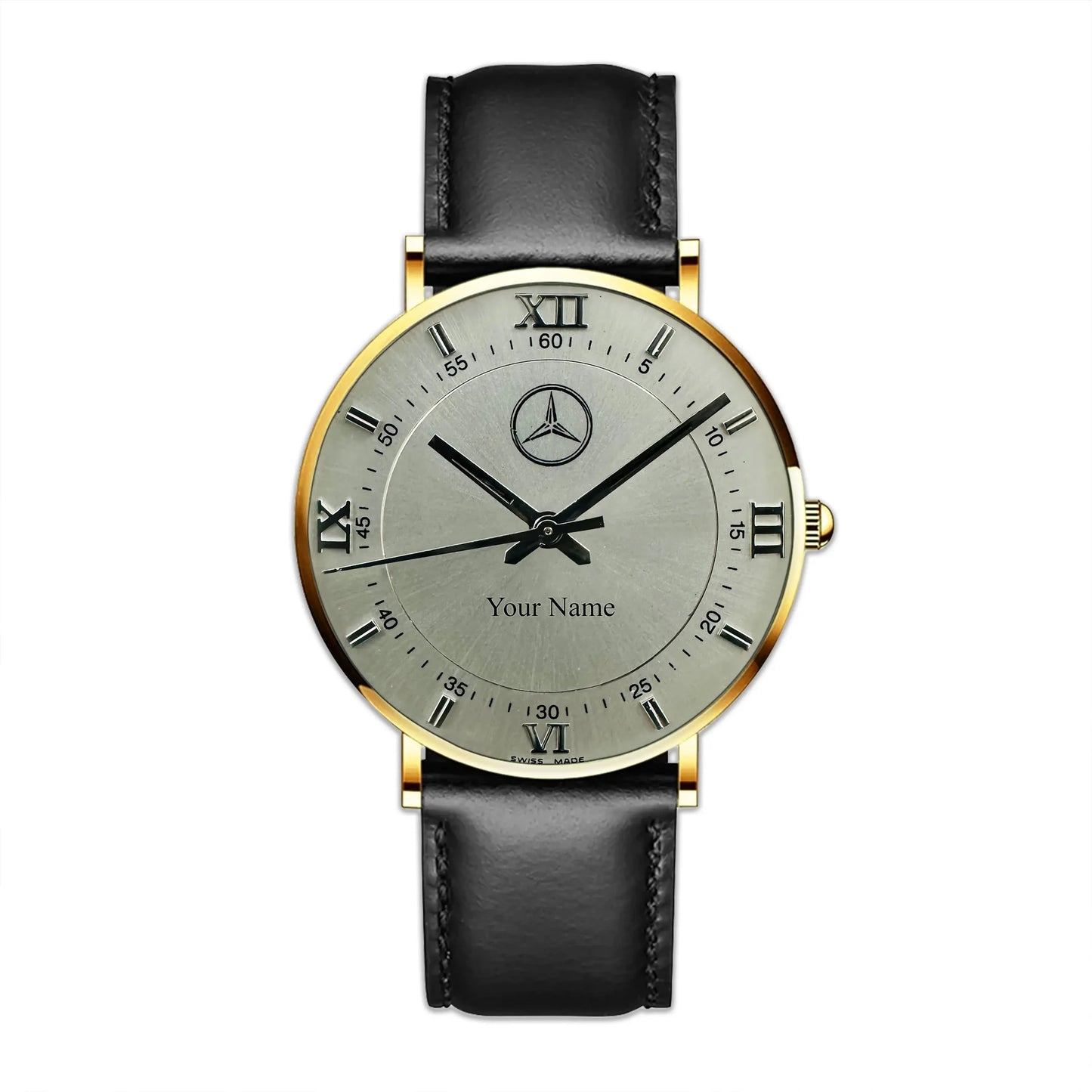 Personalized Mercedes Luxury Quartz Leather Watch