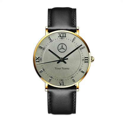 Personalized Mercedes Luxury Quartz Leather Watch