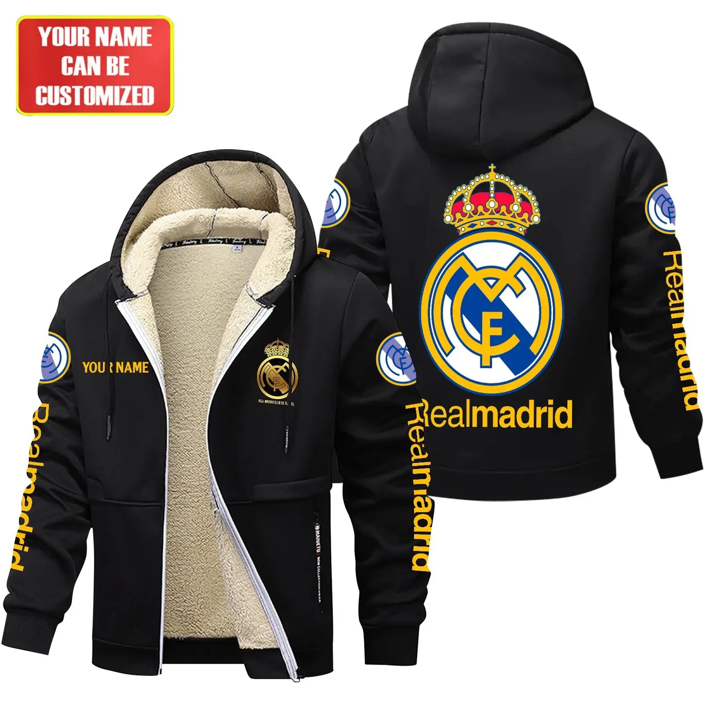 Personalized Real Madrid Fleece 3D Unisex Hooded Jacket