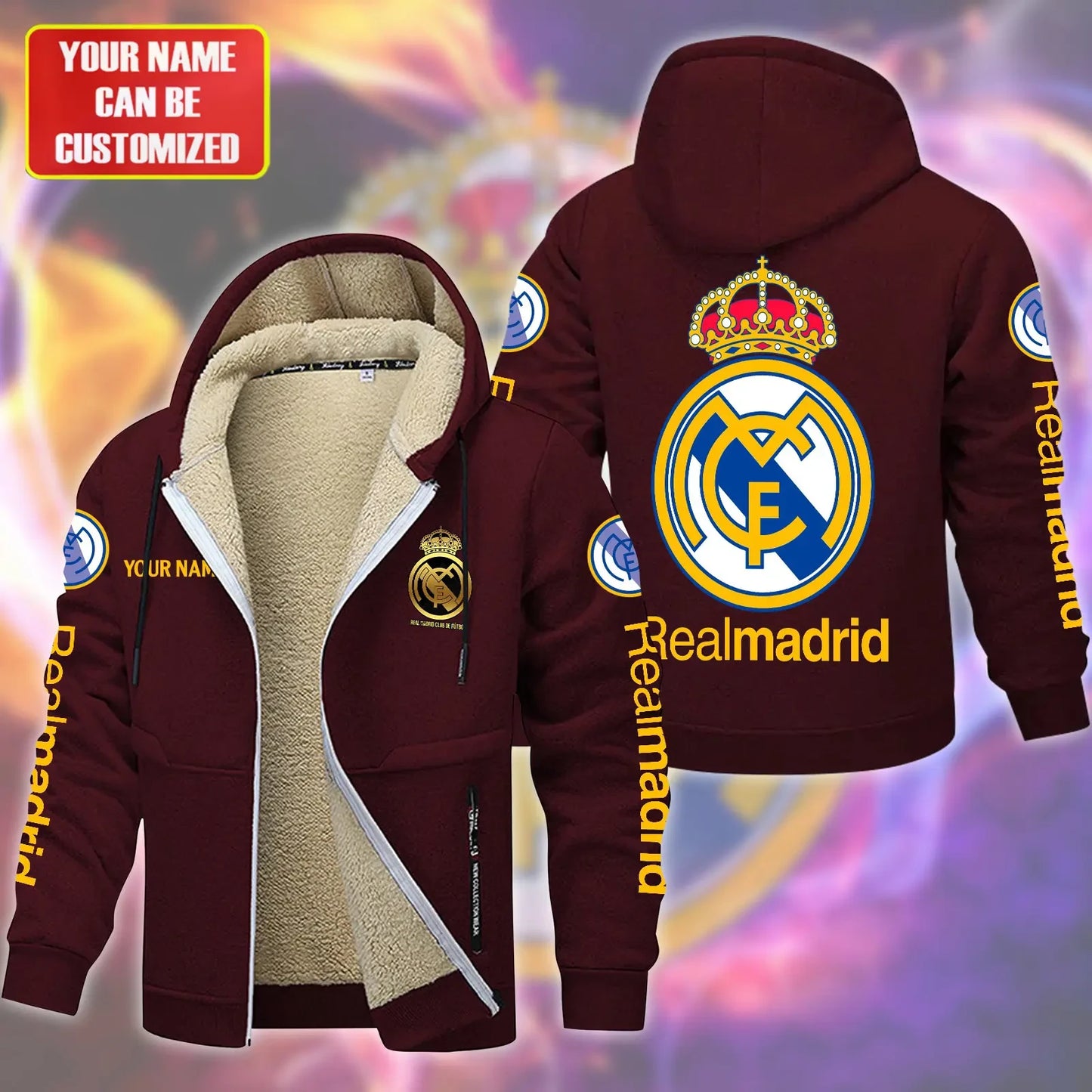 Personalized Real Madrid Fleece 3D Unisex Hooded Jacket
