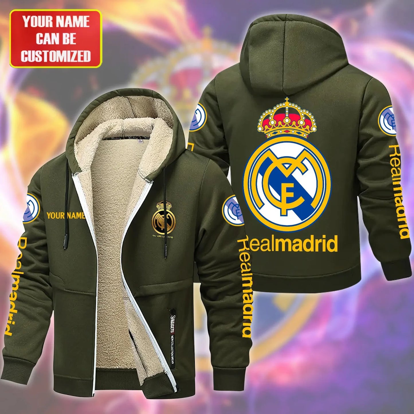 Personalized Real Madrid Fleece 3D Unisex Hooded Jacket