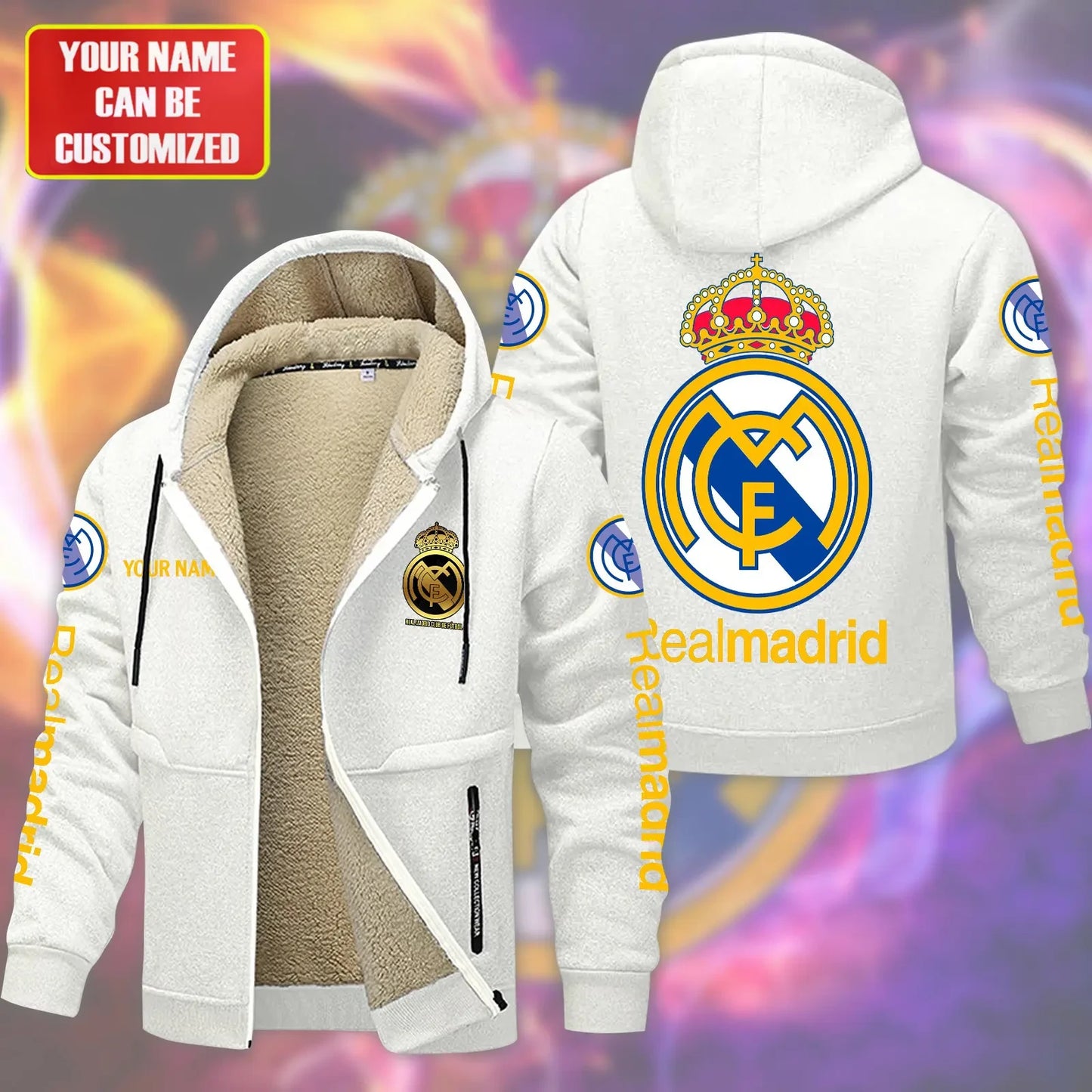 Personalized Real Madrid Fleece 3D Unisex Hooded Jacket