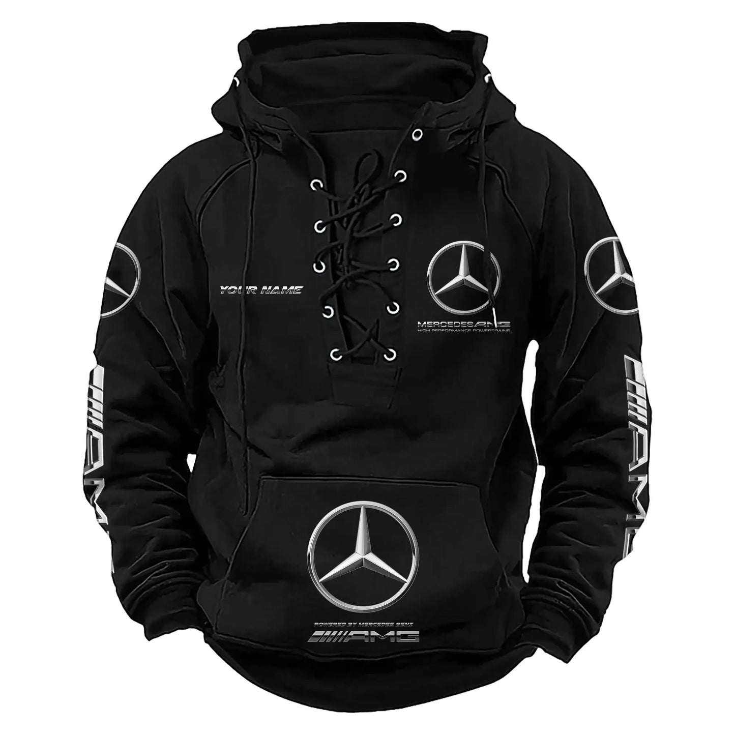 Personalized Merc AMG Lace-up Cotton Hoodie