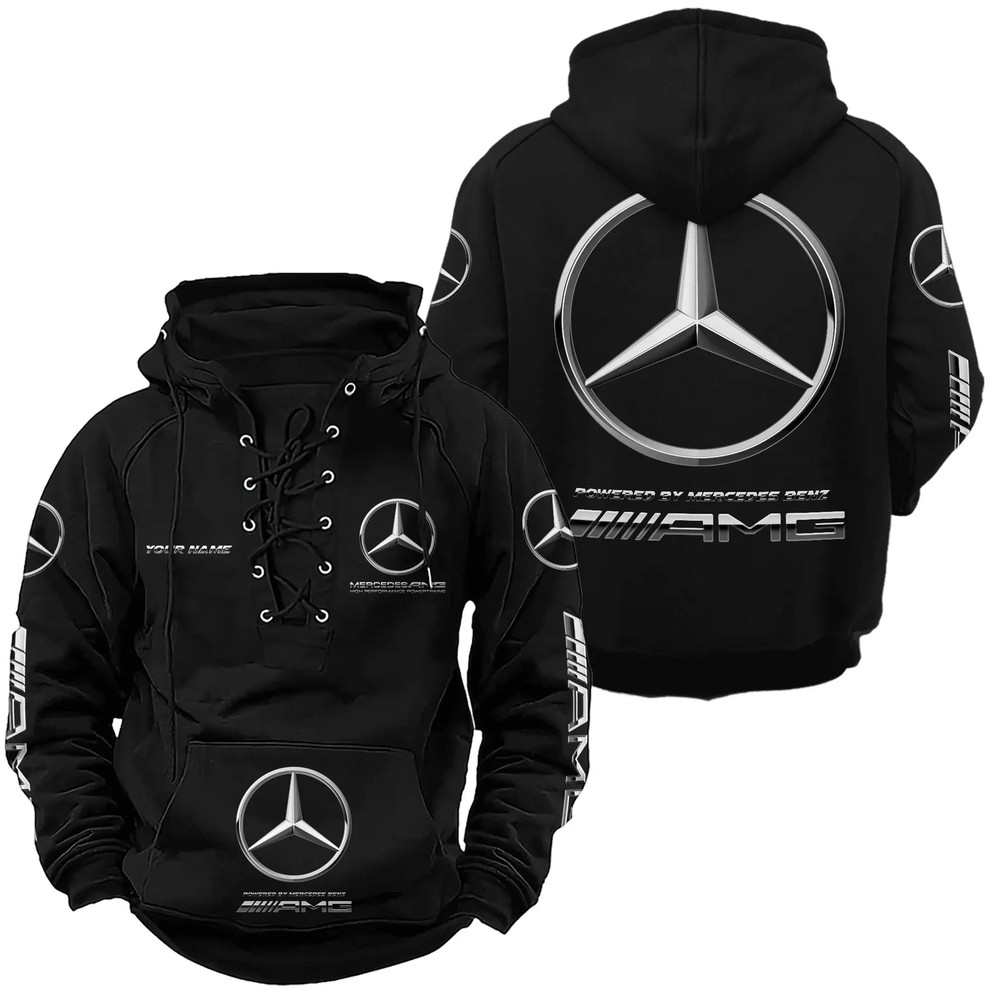 Personalized Merc AMG Lace-up Cotton Hoodie