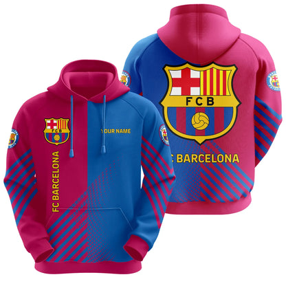Personalized Barça Q2 3D All over Printed Hoodie and Sweatpants set