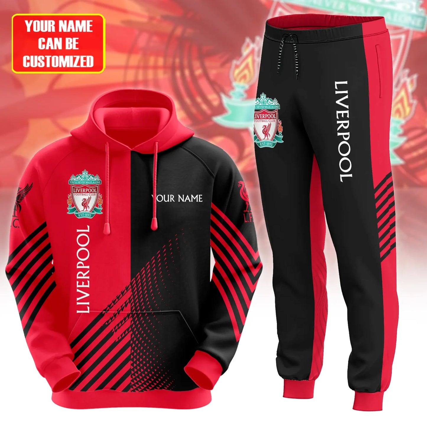 Personalized Liverpool Q2 3D All over Printed Hoodie and Sweatpants set