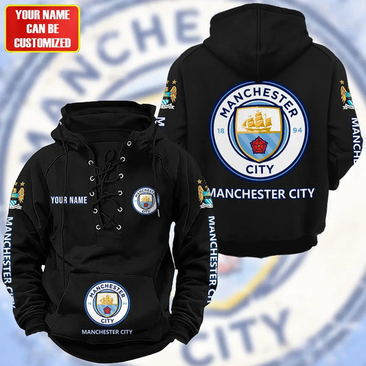 Personalized Manchester City Lace-up Cotton Hoodie