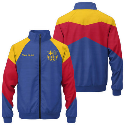 Personalized Barcelona Zipper Stand Collar Jacket & Sweatpants