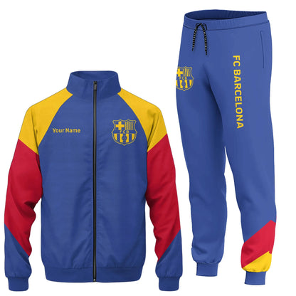 Personalized Barcelona Zipper Stand Collar Jacket & Sweatpants