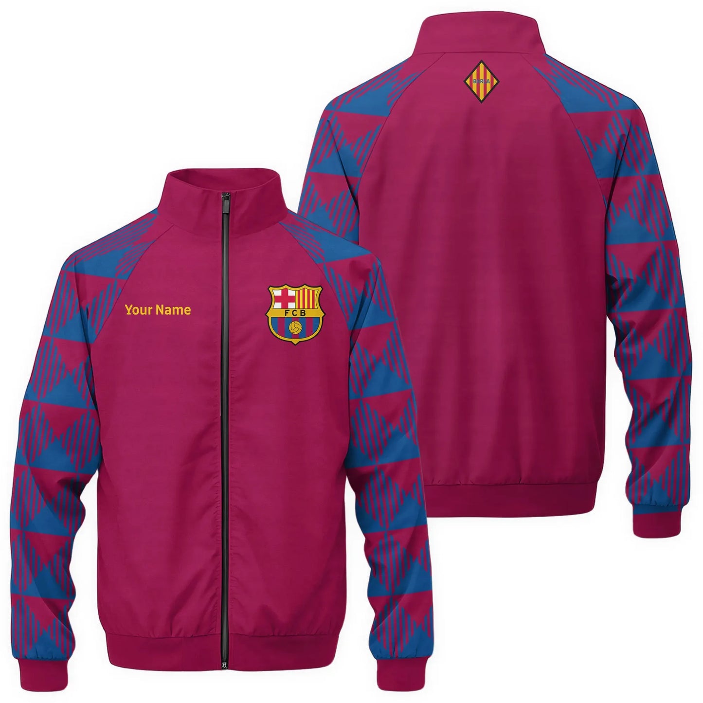 Personalized Barca Zipper Stand Collar Jacket & Sweatpants