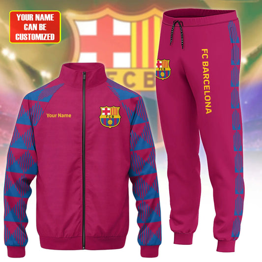 Personalized Barca Zipper Stand Collar Jacket & Sweatpants
