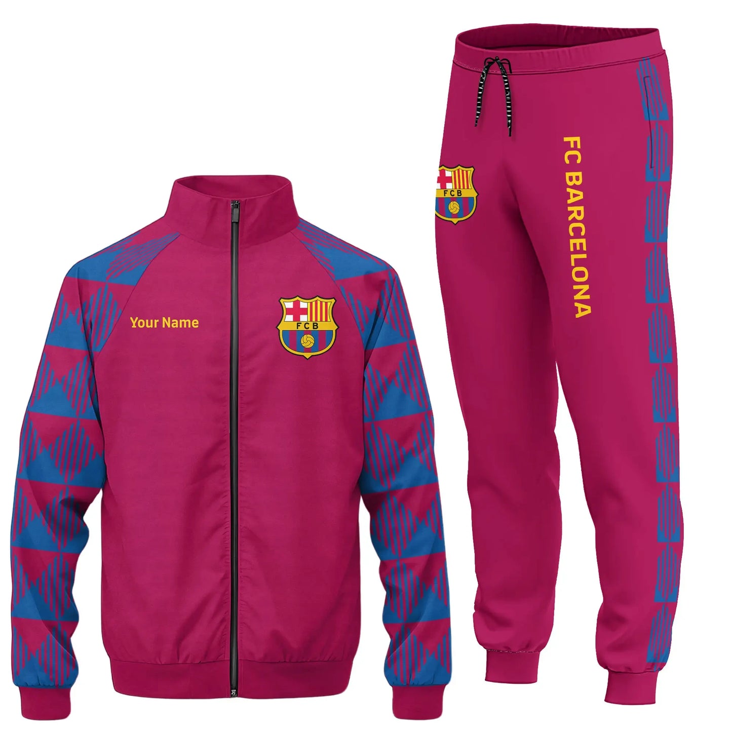 Personalized Barca Zipper Stand Collar Jacket & Sweatpants