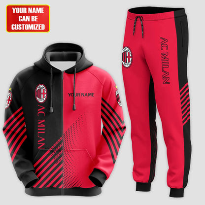 Personalized AC Milan Q2 3D All over Printed Hoodie and Sweatpants set