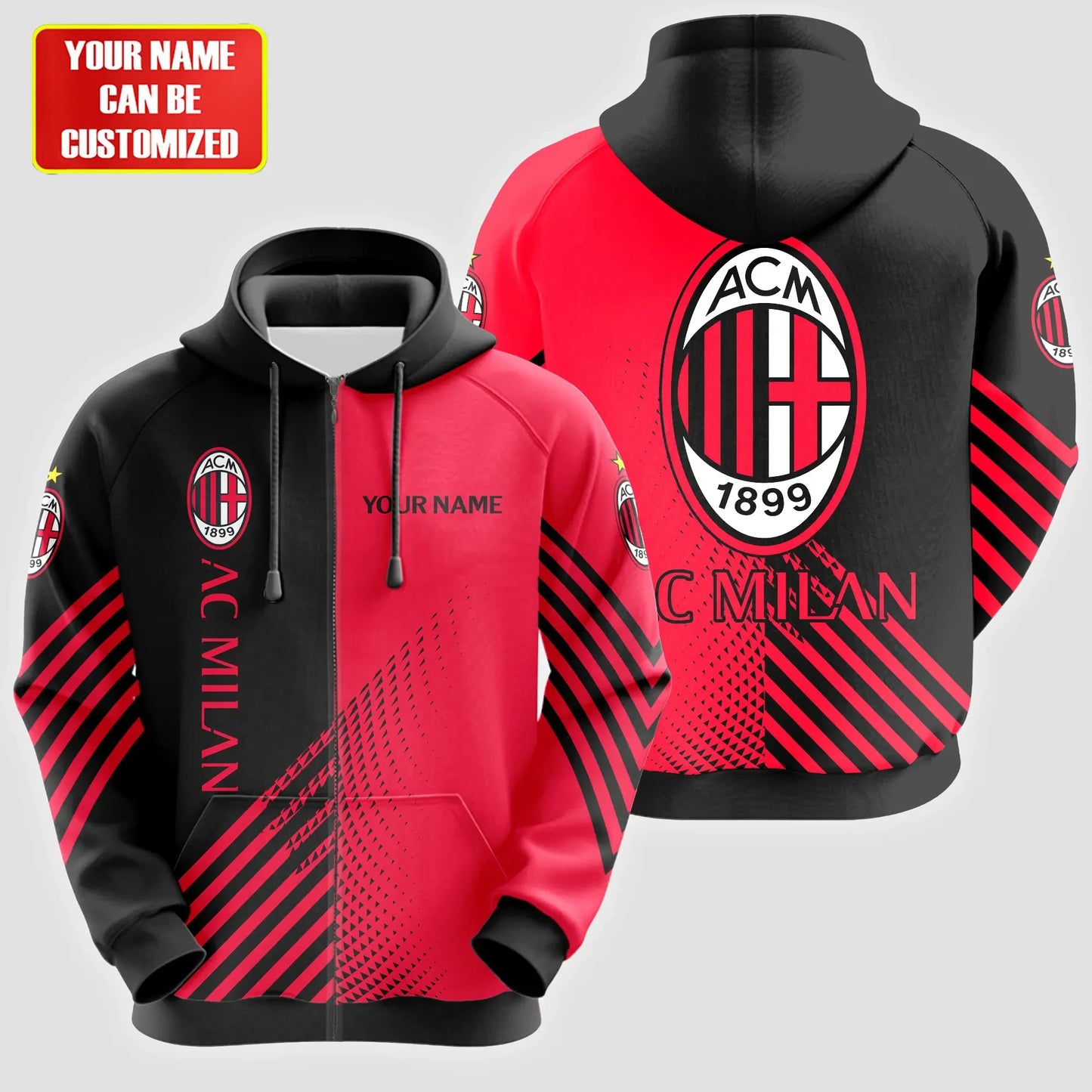 Personalized AC Milan Q2 3D All over Printed Hoodie and Sweatpants set