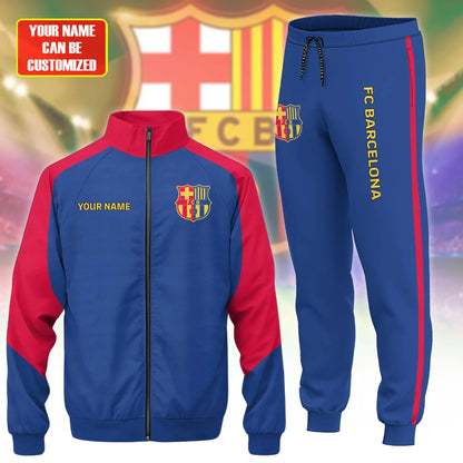 Personalized Barça Zipper Stand Collar Jacket & Sweatpants