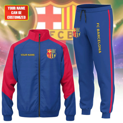 Personalized Barça Zipper Stand Collar Jacket & Sweatpants