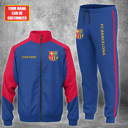 Personalized Barça Zipper Stand Collar Jacket & Sweatpants