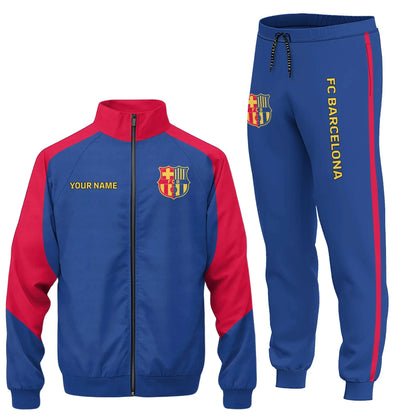 Personalized Barça Zipper Stand Collar Jacket & Sweatpants