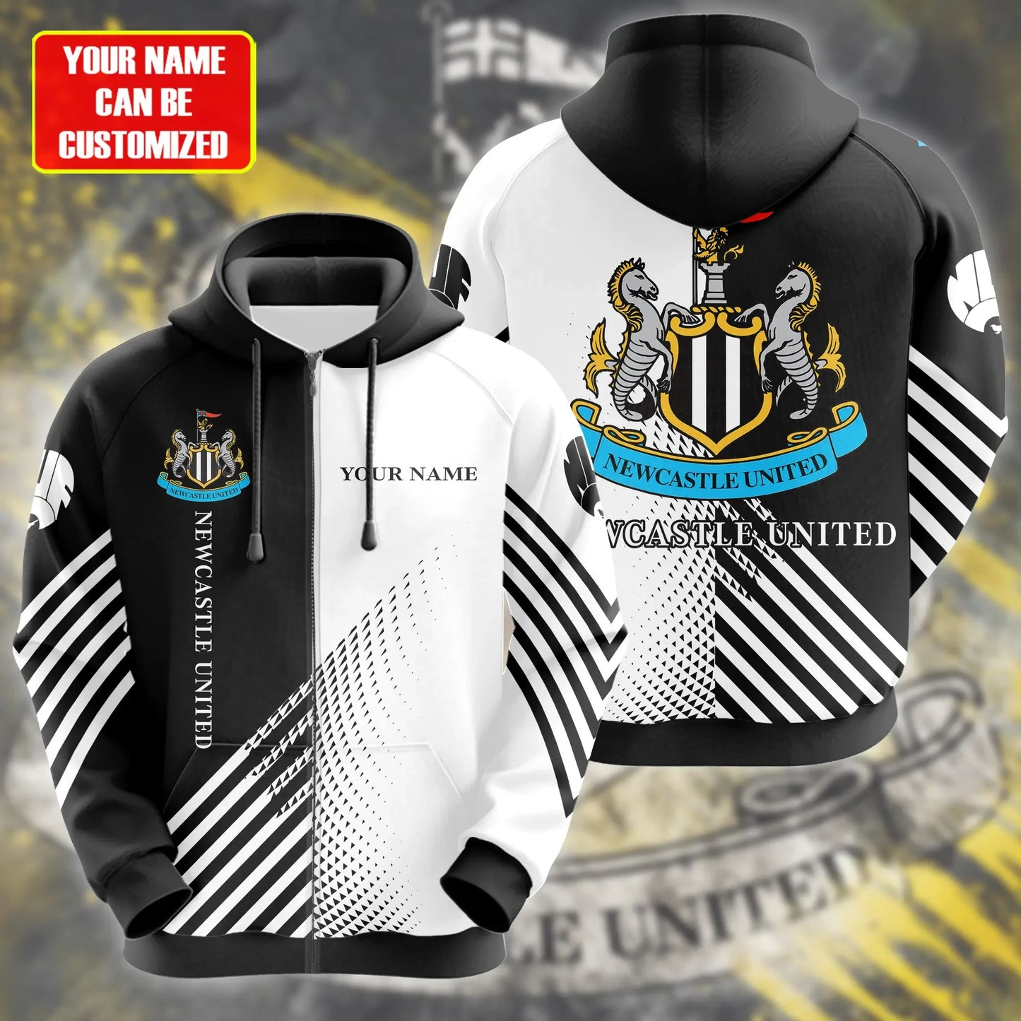 Personalized Newcastle United Q2 3D All over Printed Hoodie and Sweatpants set