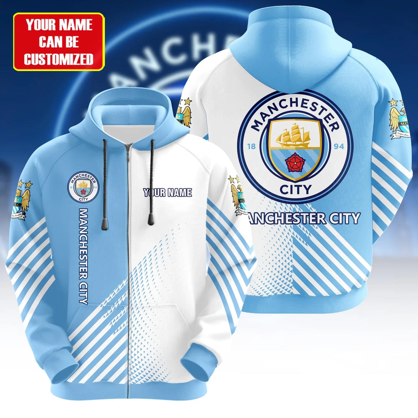 Personalized Manchester City Q2 3D All over Printed Hoodie and Sweatpants set