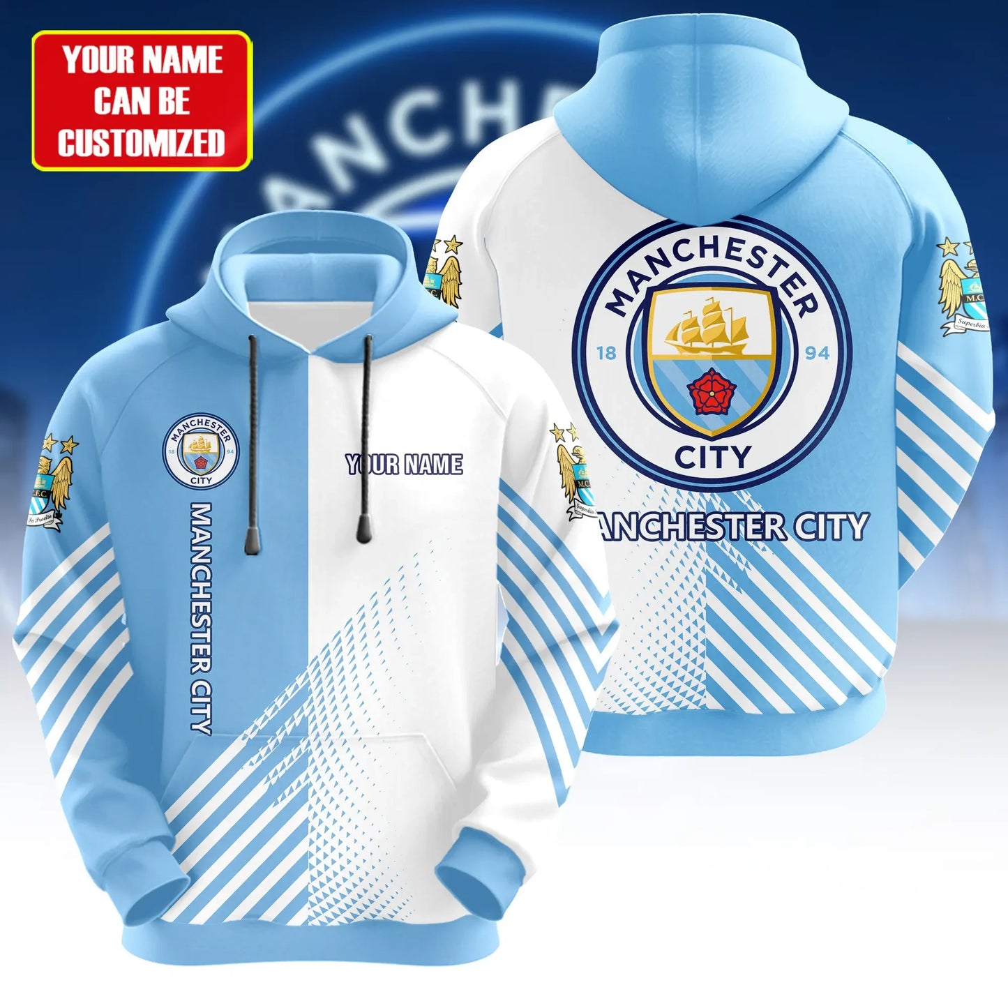 Personalized Manchester City Q2 3D All over Printed Hoodie and Sweatpants set
