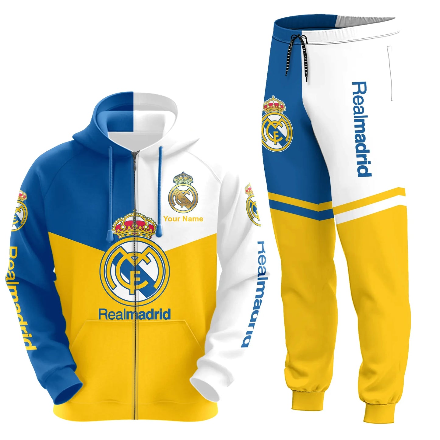 Personalized Real Madrid Q5 3D All over Printed Hoodie and Sweatpants set