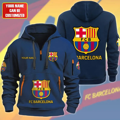Personalized Barcelona Zip-Hoodie Cotton Jacket and Sweatpants