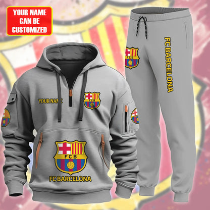 Personalized Barcelona Zip-Hoodie Cotton Jacket and Sweatpants