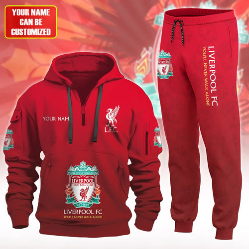 Personalized Liverpool 3D Cotton Hoodie and Sweatpants set
