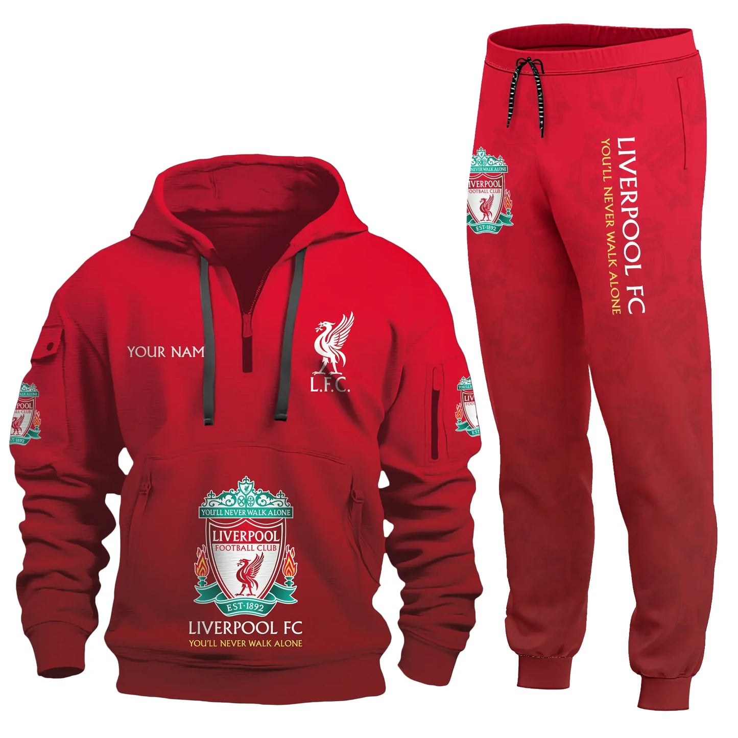 Personalized Liverpool 3D Cotton Hoodie and Sweatpants set