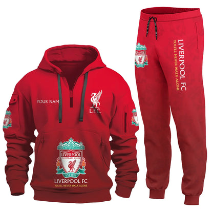 Personalized Liverpool 3D Cotton Hoodie and Sweatpants set