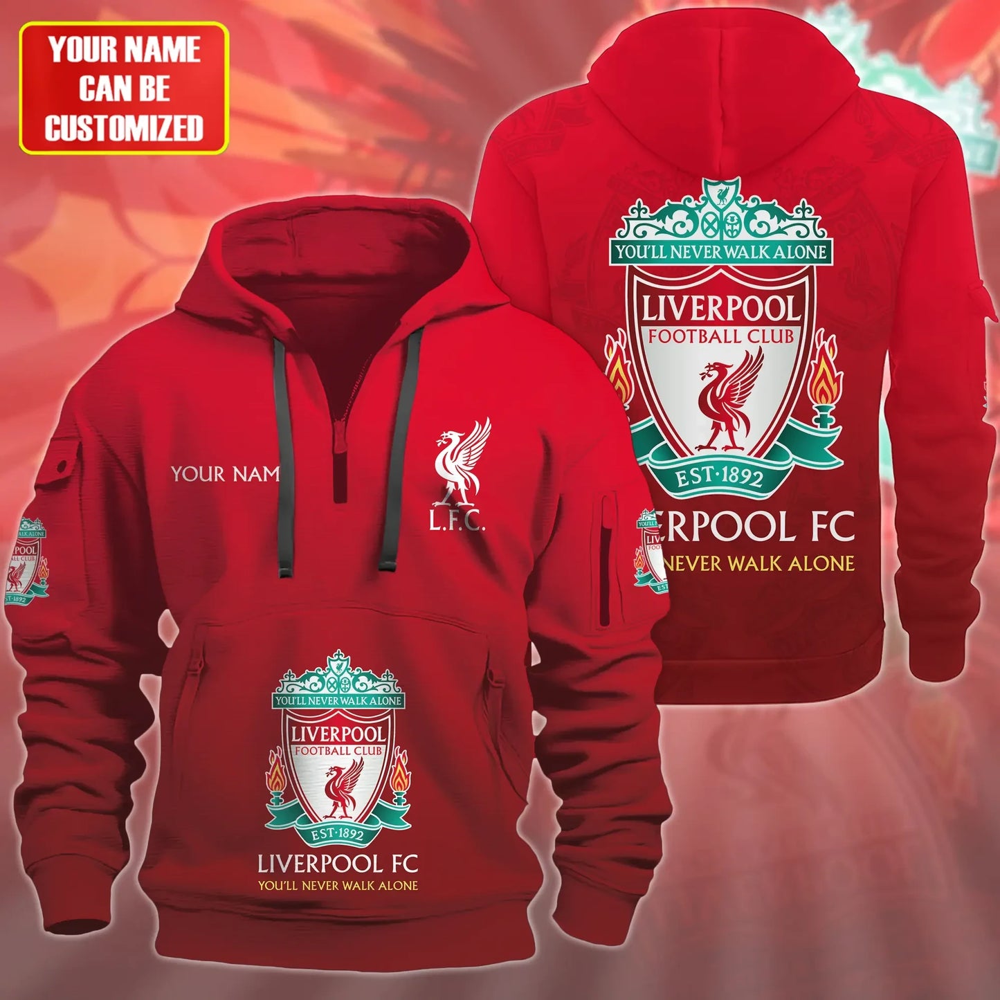 Personalized Liverpool 3D Cotton Hoodie and Sweatpants set