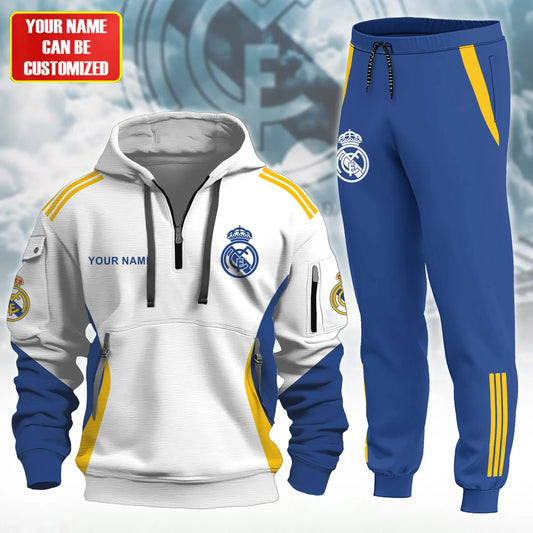 Personalized Real Madrid 3D Cotton Hoodie and Sweatpants set